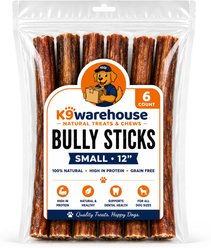 K9warehouse Thin 12-in Bully Sticks Dog Treats, 6 count