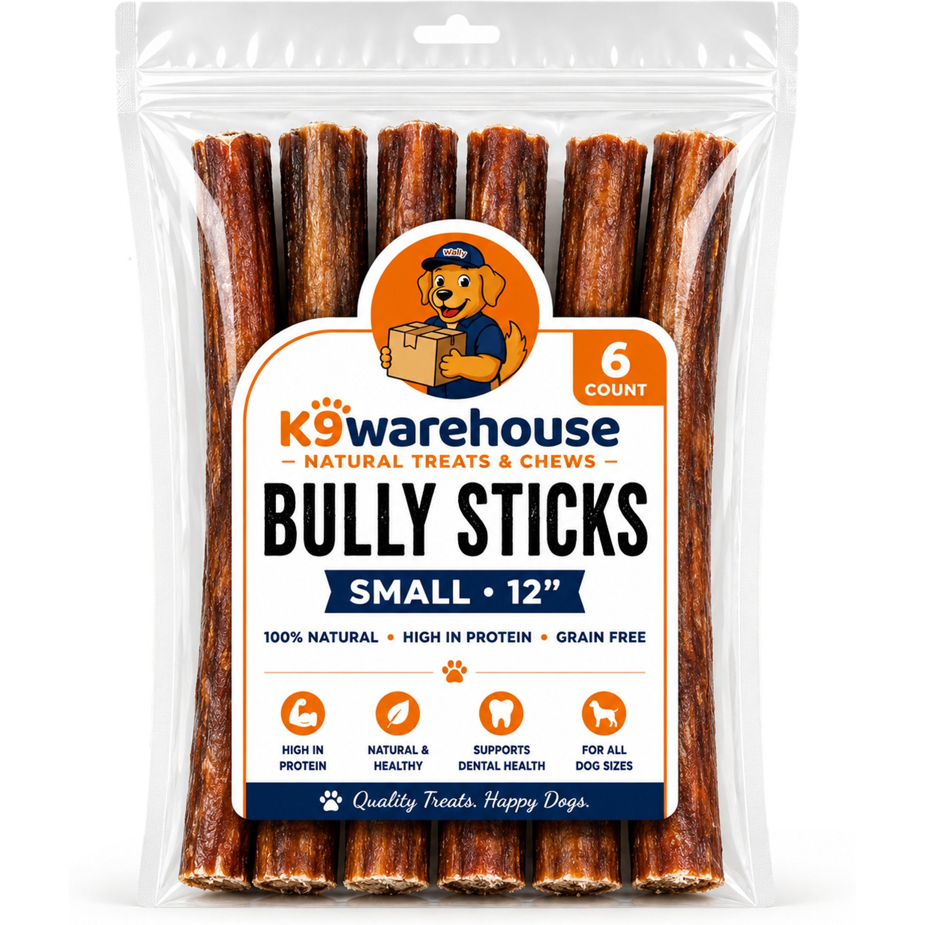 K9warehouse Thin 12-in Bully Sticks Dog Treats, 6 count