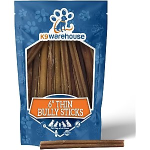 K9warehouse Thin 6-inch Bully Sticks Dog Treats, 25 count