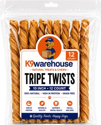 K9warehouse Tripe Twist 10-in Beef Flavored Dog Chews, 12 count