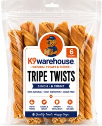 K9warehouse Tripe Twist 5-in Beef Flavored Dog Chews, 6 count