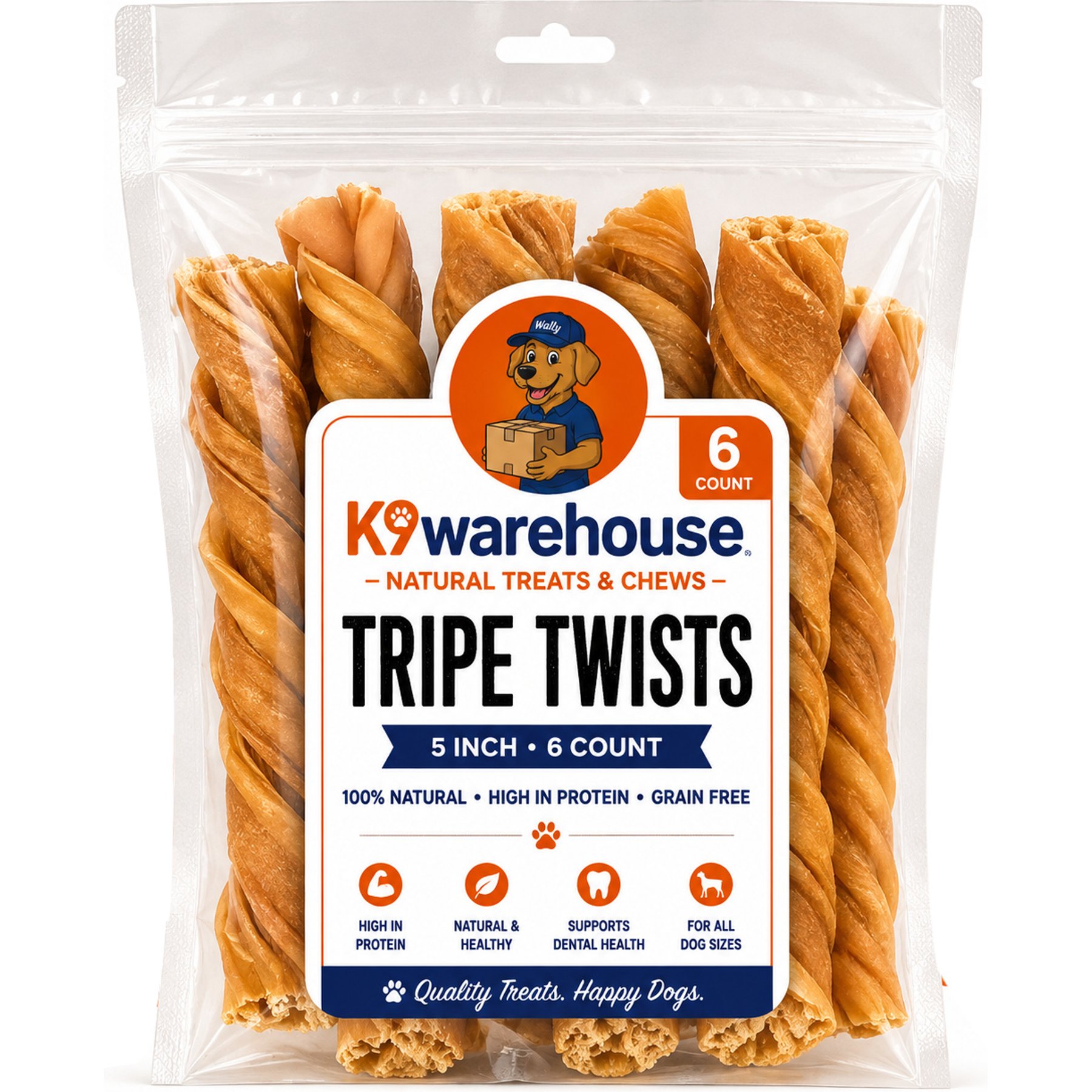K9warehouse Tripe Twist 5-in Beef Flavored Dog Chews, 6 count