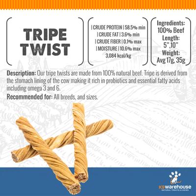 Show full view: K9warehouse Tripe Twist 5-inch Beef Flavored Dog Chews, 6 count slide 6 of 6