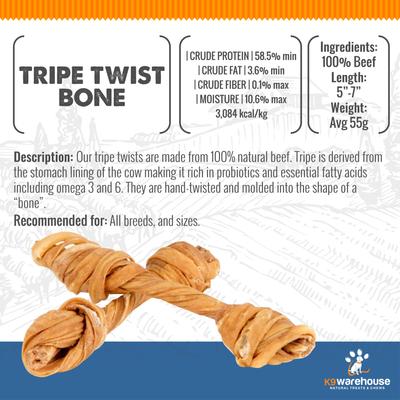 Show full view: K9warehouse Tripe Twist Beef Flavored Dog Bones, 12 count slide 7 of 7
