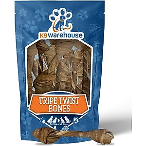 K9warehouse Tripe Twist Beef Flavored Dog Bones, 6 count
