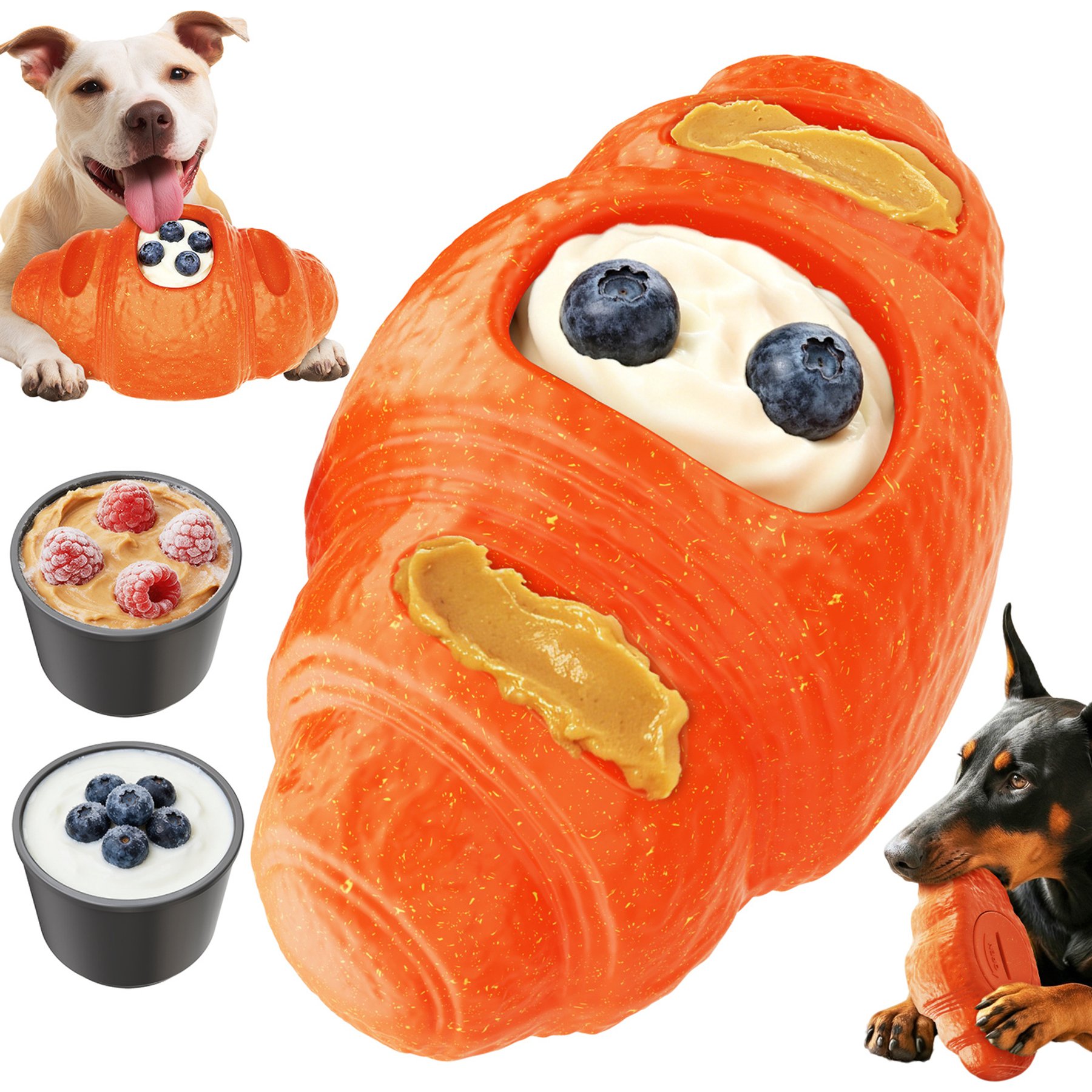 KADTC 2 in 1 Durable Croissant Fillable Freeze Dog Chew Toy