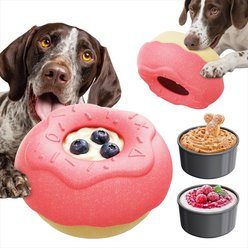 KADTC 2 in 1 Durable Donut Dog Fillable/Freeze & Chew Enrichment Toy, Pink, Large