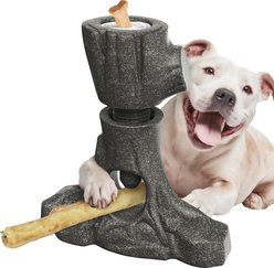 KADTC 2 IN 1 Durable Root Bully Stick Holder & Dog Chew Toy, Brown, X-Large