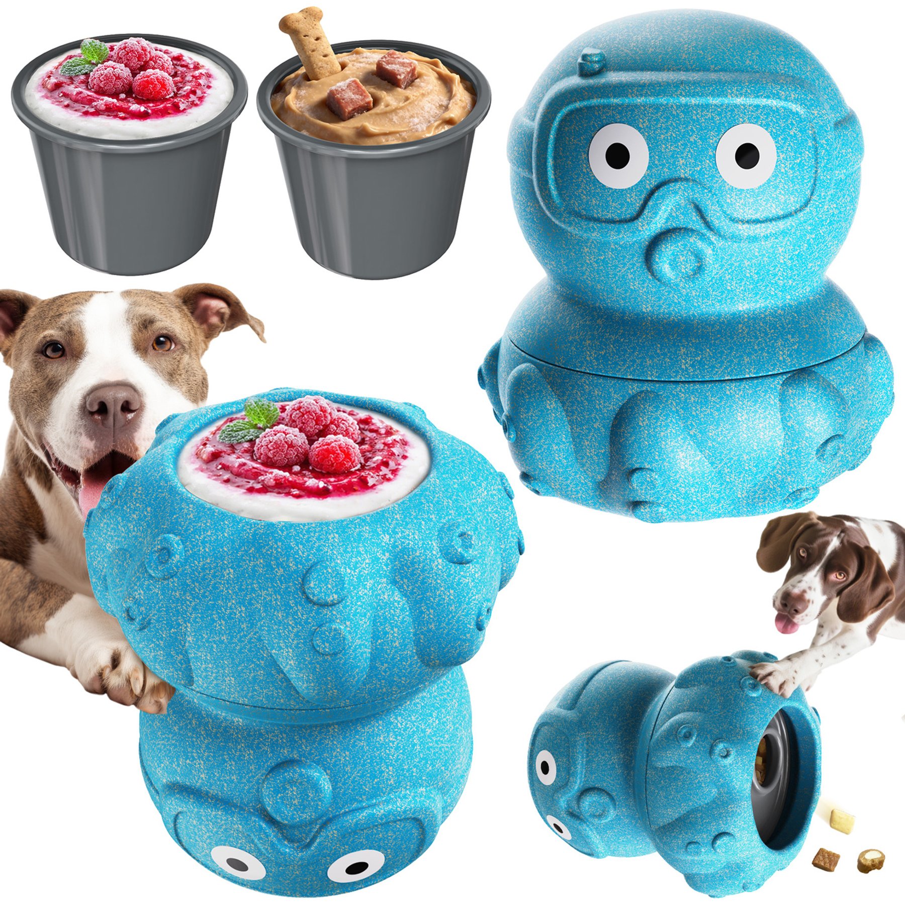 KADTC 3 in 1 Octopus Fillable Freeze Enrichment Dog Treat Dispenser Chew Toy
