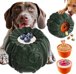 KADTC 3 in 1 Pumpkin Fillable Freeze Enrichment Dog Treat Dispenser Chew Toy