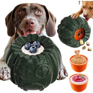 KADTC 3 in 1 Pumpkin Fillable Freeze Enrichment Dog Treat Dispenser Chew Toy