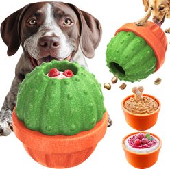 KADTC All IN ONE 3 in 1 Cactus Fillable Freeze Enrichment Dog Treat Dispenser Chew Toy, Green, X-Large