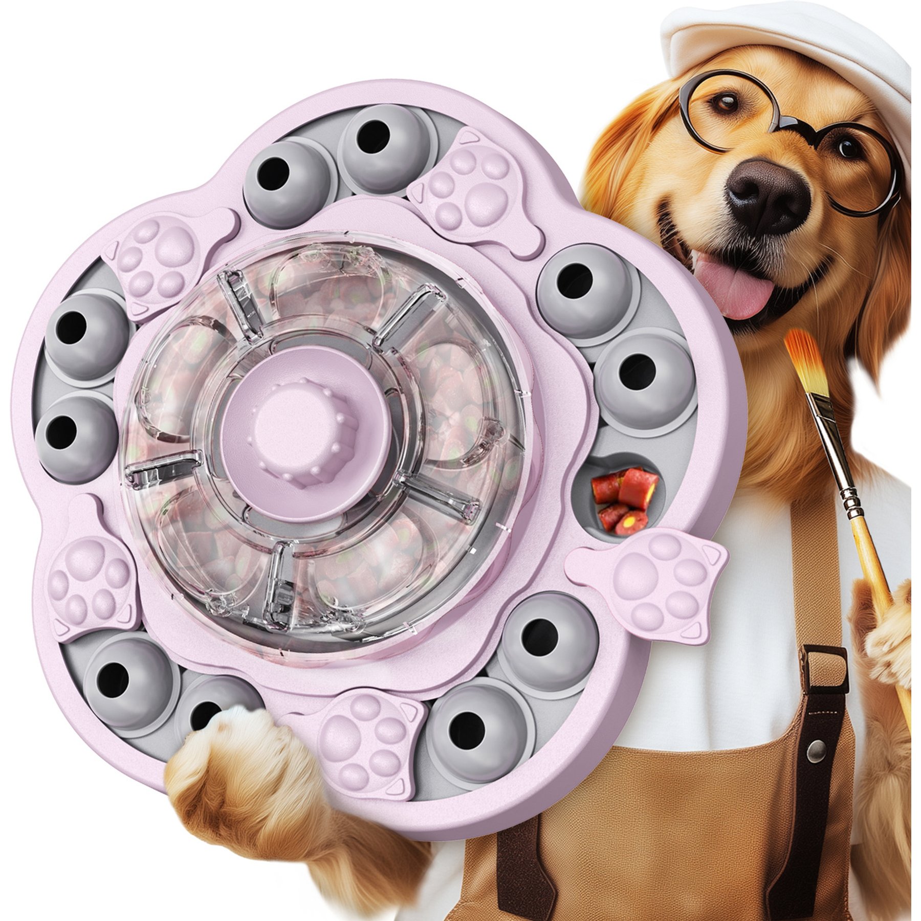 KADTC Sunflower 2 In 1 Puzzle Dog Toy, Pink