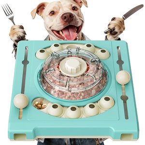 KADTC Turntable 2 In 1 Puzzle Dog Toy, Blue
