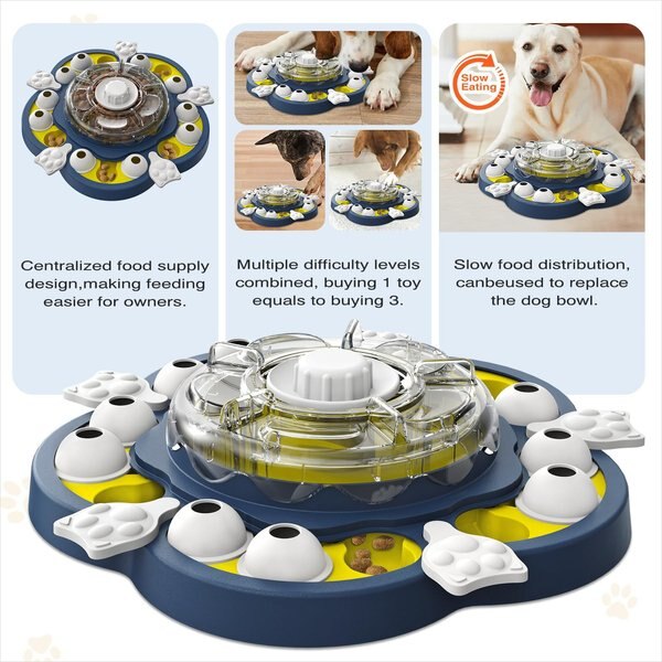 KADTC Wisdom Wheel Puzzle Dog Feeder Toy, Blue