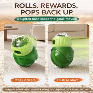 KADTC Wobble Dog & Cat Treat Dispensing Toy, Green, Small