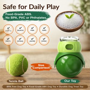 KADTC Wobble Dog & Cat Treat Dispensing Toy, Green, Small