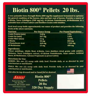 Show full view: Kaeco Biotin 800 Molasses Pellets Horse Hoof Care Supplement, 20-lb tub slide 3 of 7