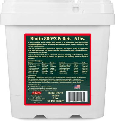 Show full view: Kaeco Biotin 800Z Molasses Pellets Horse Hoof Care Supplement, 6-lb tub slide 2 of 7