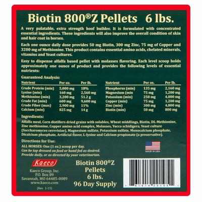 Show full view: Kaeco Biotin 800Z Molasses Pellets Horse Hoof Care Supplement, 6-lb tub slide 3 of 7