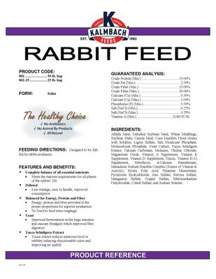 Show full view: Kalmbach Feeds 15% Pellets Rabbit Feed, 25-lb bag slide 2 of 5