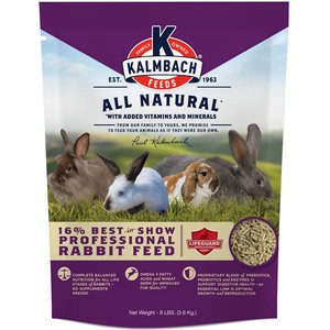 Kalmbach Feeds 16% Best-in-Show Timothy Hay & Alfalfa Hay Mini Pellet Feeds Rabbit Food, 8-lb bag