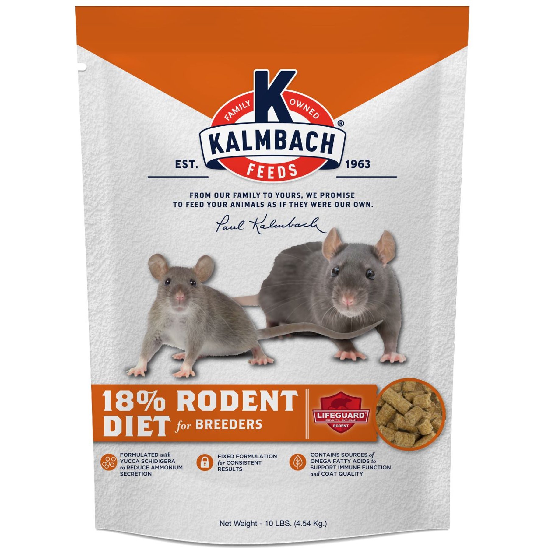 Kalmbach Feeds 18% Rodent Diet Feeds Rat & Mouse Food, 10-lb bag