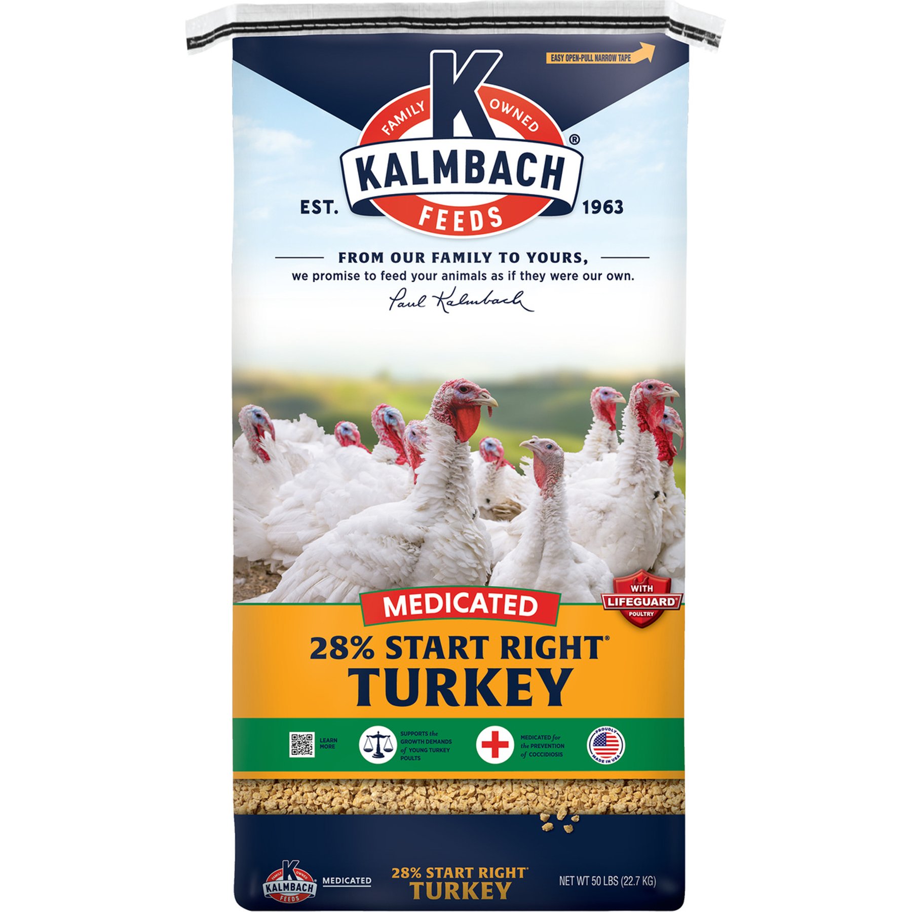 Kalmbach Feeds 28% Start Right Medicated Turkey Feed, 50-lb bag