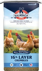 Kalmbach Feeds All Natural 16% Protein Layer Crumbles Chicken Feed, 50-lb bag + Happy Hen Treats Mealworm Frenzy Poultry Treats, 30-oz bag slide 2 of 9