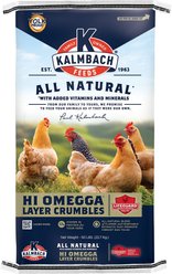 Kalmbach Feeds All Natural 17% Protein Hi Omega Layer Crumbles Chicken Feed, 50-lb bag & Brown's Dried Mealworms for Wild Birds & Chickens, 3-oz bag slide 2 of 8