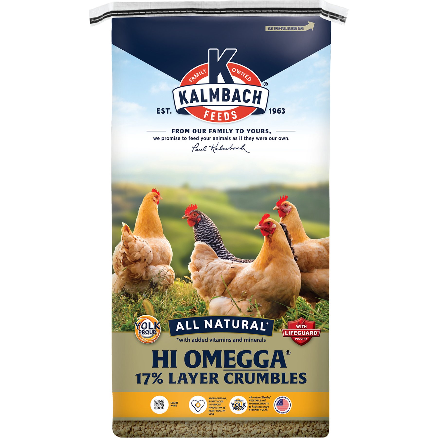 Kalmbach Feeds All Natural 17% Protein Hi Omegga Layer Crumbles Chicken Feed, 50-lb bag