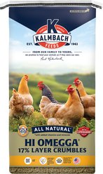 Kalmbach Feeds All Natural 17% Protein Hi Omegga Layer Crumbles Chicken Feed, 50-lb bag