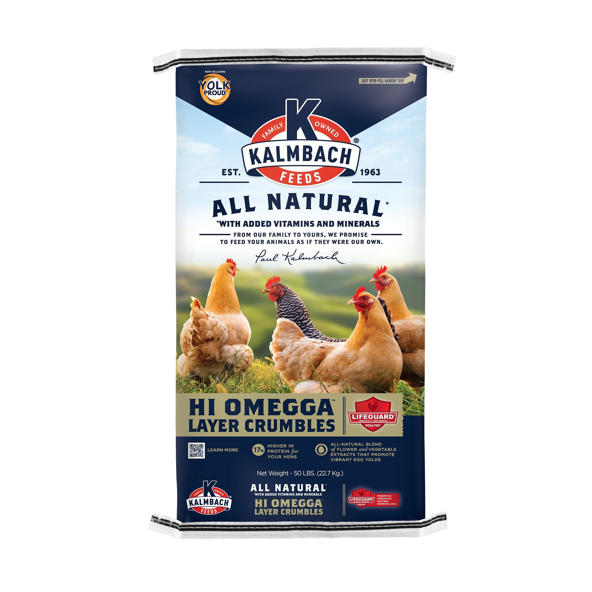 All Natural 17% Protein Hi Omegga Layer Crumbles Chicken Feed, 50-lb bag