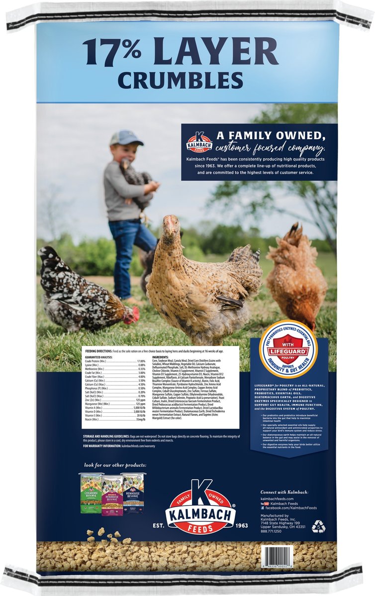 Kalmbach Feeds All Natural 17% Protein Layer Crumbles Chicken Feed