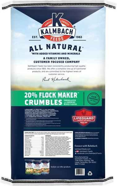 Kalmbach Feeds All Natural 20% Protein Flock Maker Crumbles Chicken Feed