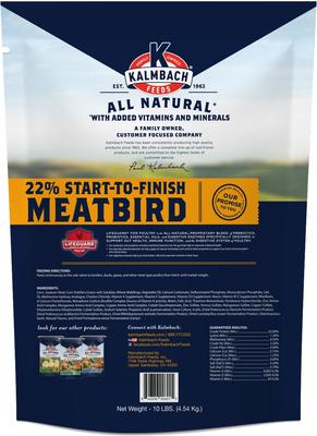 Show full view: Kalmbach Feeds All Natural 22% Protein Start-To-Finish Meatbird Crumbles Chicken Feed, 10-lb bag slide 2 of 8