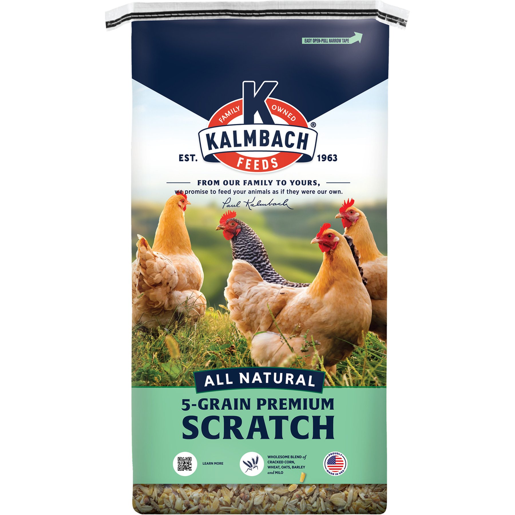 Kalmbach Feeds All Natural 5-Grain Premium Scratch for Poultry, 50-lb bag