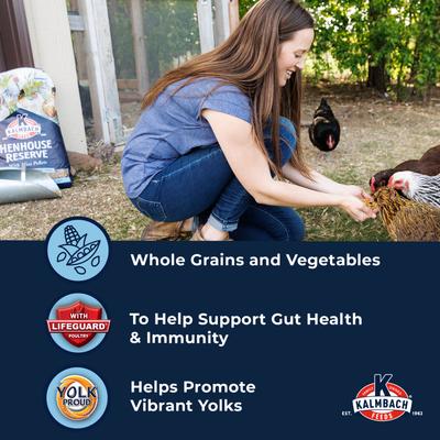 Show full view: Kalmbach Feeds All Natural Henhouse Reserve 18% Protein Extraordinary Layer Poultry Feed, 30-lb bag, 2 count slide 6 of 9