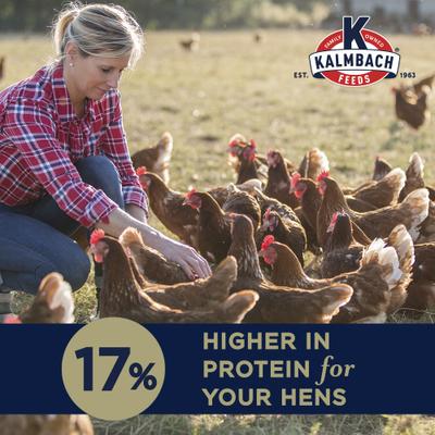 Show full view: Kalmbach Feeds All Natural Hi Omega 17% Protein Layer Pellets Chicken Feed, 50-lb bag slide 4 of 11