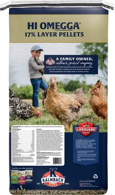 Show full view: Kalmbach Feeds All Natural Hi OmEGGa 17% Protein Layer Pellets Chicken Feed, 50-lb bag slide 3 of 10