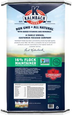 Show full view: Kalmbach Feeds All Natural Non-GMO 16% Protein Flock Maintainer Poultry Feed, 50-lb bag slide 2 of 9