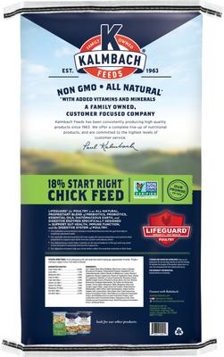 Show full view: Kalmbach Feeds All Natural Non-GMO 18% Protein Start Right Chick Feed, 50-lb bag slide 2 of 11