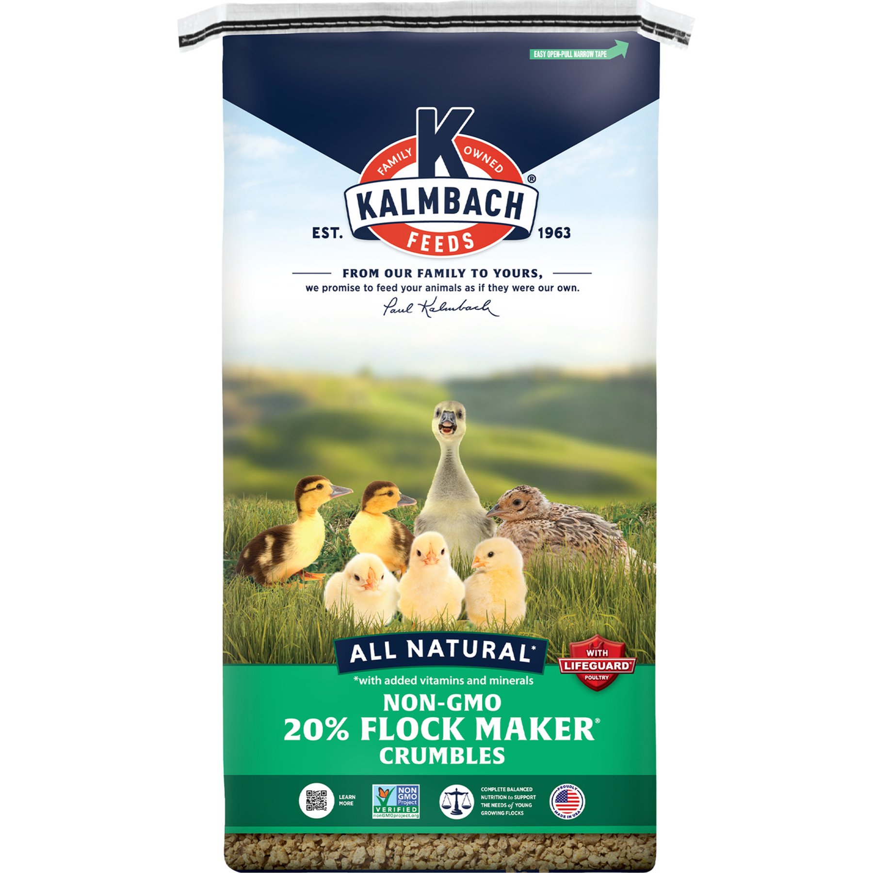 Kalmbach Feeds All Natural Non-GMO 20% Protein Flock Maker Crumbles Chicken Feed, 50-lb bag