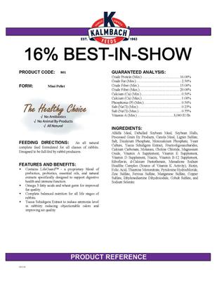 Show full view: Kalmbach Feeds Best in Show 16% Professional Rabbit Feed, 50-lb bag slide 6 of 7