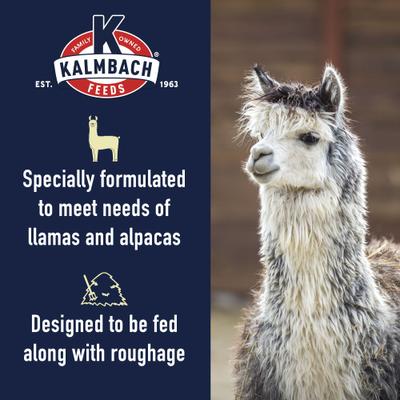 Show full view: Kalmbach Feeds Concentrate Crumbles Llama & Alpaca Feed, 50-lb bag slide 4 of 6