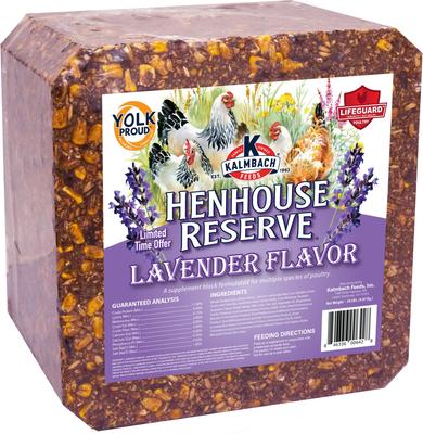 Show full view: Kalmbach Feeds Henhouse Reserve Lavender Flavored Treat Block for Chickens, 20-lb block slide 1 of 1