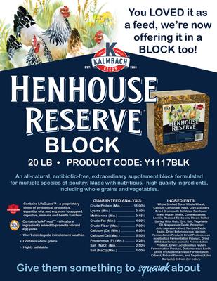 Show full view: Kalmbach Feeds Henhouse Reserve Poultry Supplement, 20-lb block slide 4 of 5