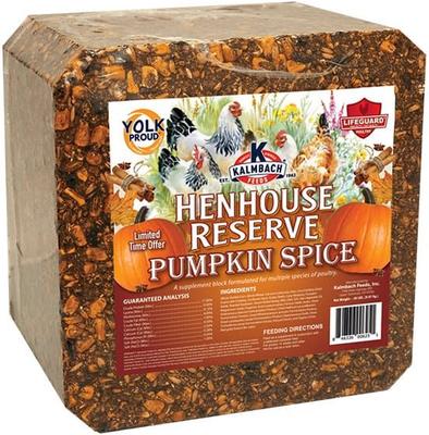 Show full view: Kalmbach Feeds Henhouse Reserve Pumpkin Spice Flavored Treat Block for Chickens, 20-lb block slide 1 of 4