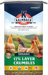Kalmbach Feeds Organic 17% Layer Crumbles Chicken Feed, 35-lb bag