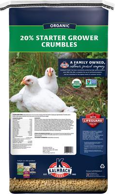 Show full view: Kalmbach Feeds Organic 20% Protein Starter Grower Crumbles Poultry Feed, 35-lb bag slide 3 of 7